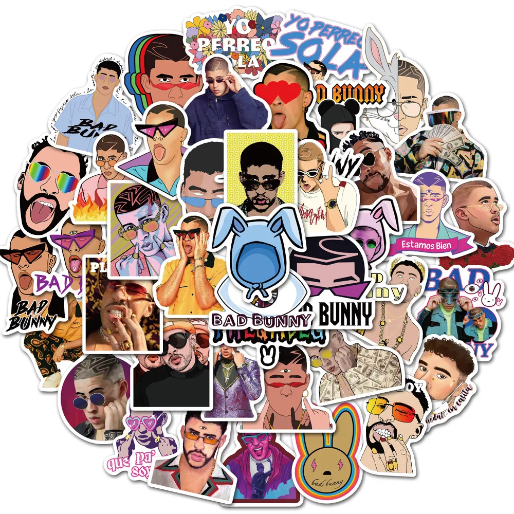 50PCS Bad Bunny Aufkleber Graffiti Geschenk Aufkleber Spielzeug DIY Koffer Telefon Aufkleber Helment Laptop Fahrrad Aufkleber Image