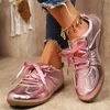Mode Gold Silber Damen Flache Turnschuhe Leichte Weiche Sohle Freizeitschuhe Frau Bequeme Rutschfeste Rosa Schuhe Plus Größe 43