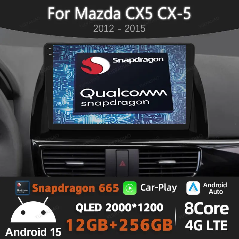 Autoradio Android 16 per Mazda CX5 CX-5 2012 - 2015 Lettore Multimediale Stereo Video 4G WIFI GPS NAVI QLED BT 2DIN Qualcomm LTE 5G