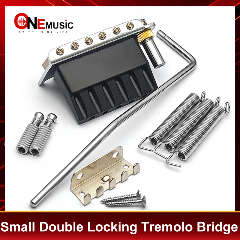 Kleines Doppelverriegelungssystem, Tremolo-Brücke, Saitenabstand 10,5 mm, schwarzer Tremolo-Sitz für E-Gitarrenteile, Silber Image