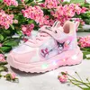 Kinder Sportschuhe Led Lichter Sneaker Cartoon PU Leder Mädchen Rosa Kinder Laufen Rosa Schuhe Größe 21-30