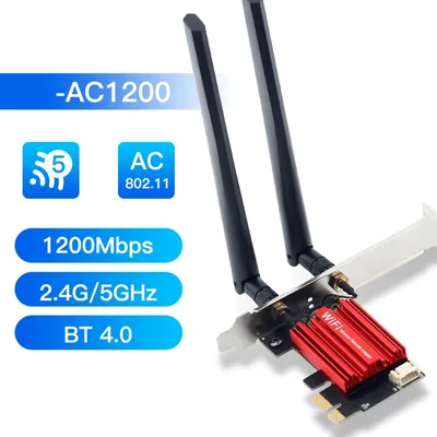 AC1200 WiFi 5 PCIE WiFi-Adapter Drahtlose Netzwerkkarte Bluetooth 4.0 Dual Band 2,4 G/5 GHz 802.11AC für Desktop Win 7/8/10/11