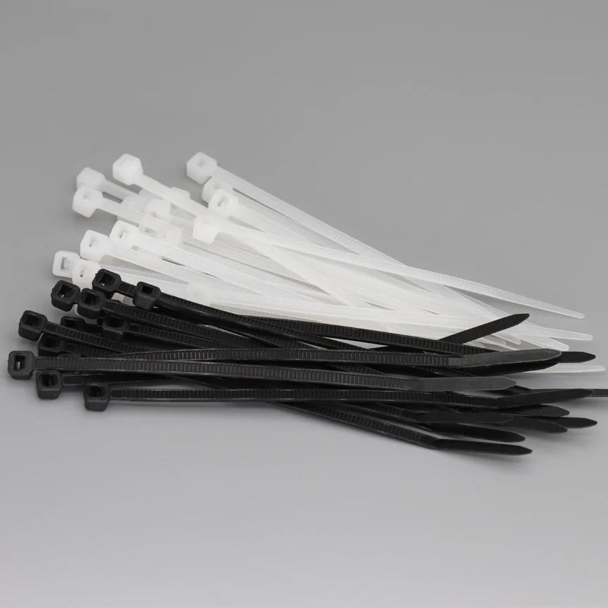 5*180/200/250/300/350/380/400mm 4,2mm Breite Schwarz Weiß Selbstsichernde Nylon Kunststoff Drahtband Wrap Ziptie Befestigen Kabelbinder Kabelbinder Image