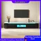 Meuble TV Lazyspace haute brillance, meuble TV avec éclairage LED à couleur changeante, centre de divertissement LED moderne, meubles de salon
