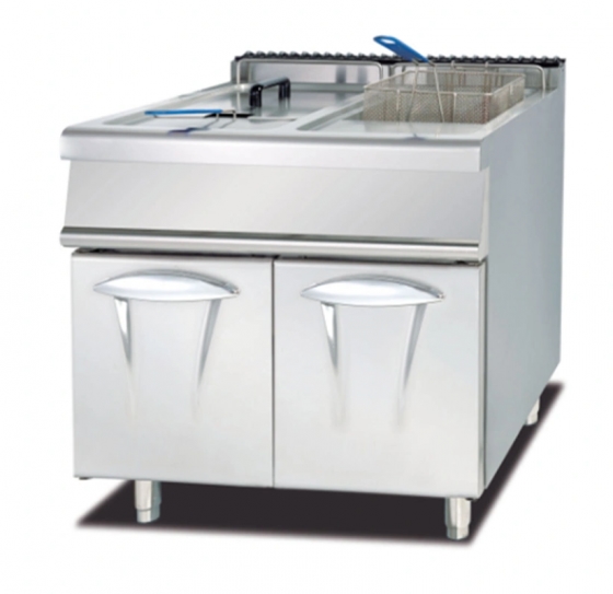 Ristoattrezzature Gasfritteuse – auf Unterschrank – Doppelwanne – 28+28 Liter, Ölkapazität 21+21 Liter Image