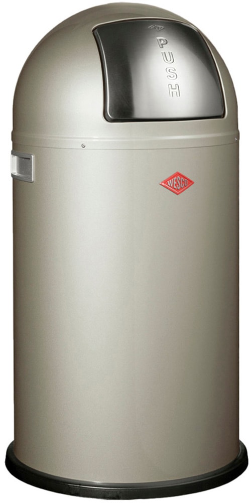 Mülleimer WESCO "Pushboy", silber (neusilber), B:40cm H:75,5cm T:40cm, Stahlblech, Mülleimer, Abfallsammler, 50 Liter Image