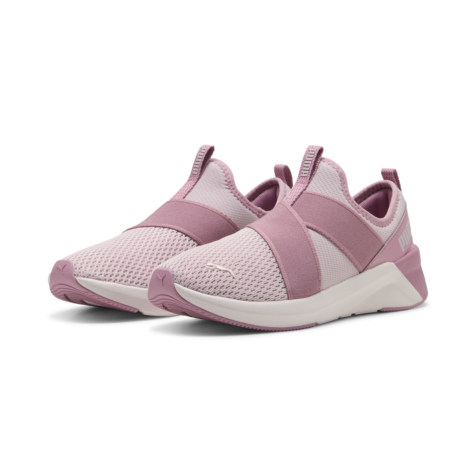 Laufschuh PUMA "SOFTRIDE Harli Slip-on Laufschuhe Damen", Damen, Gr. 41, rosa (mauve mist poised pink), Obermaterial: Synthetik, Textil; Futter: Textil; Innensohle: Textil; Laufsohle: Synthetik, Gummi, Schuhe Laufschuh