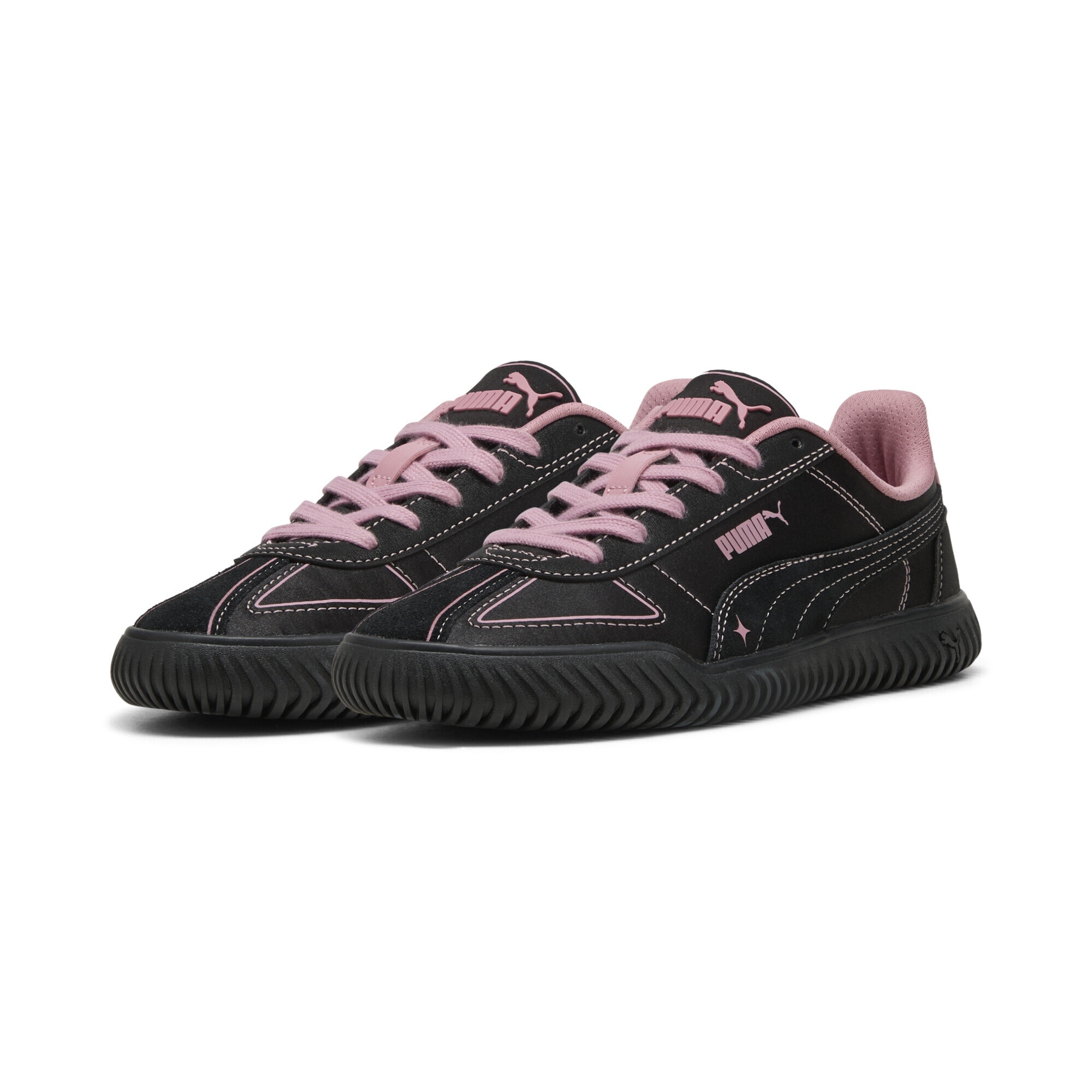 Sneaker PUMA "Puma Club Kayzer Satin Princess Damen", Gr. 38,5, schwarz (schwarz poised pink), Obermaterial: Kuhleder, Textil, Synthetik; Futter: Textil; Innensohle: Textil; Laufsohle: Gummi, Schuhe Image
