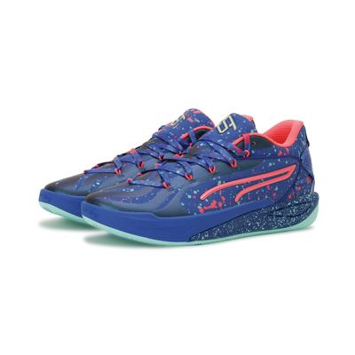 Sneaker PUMA "Stewie 4 Night Vision Basketballschuhe Damen", Gr. 40.5, vivid blau electric peppermint grün, Obermaterial: Synthetik; Futter: Textil; Laufsohle: Gummi, Schuhe Image
