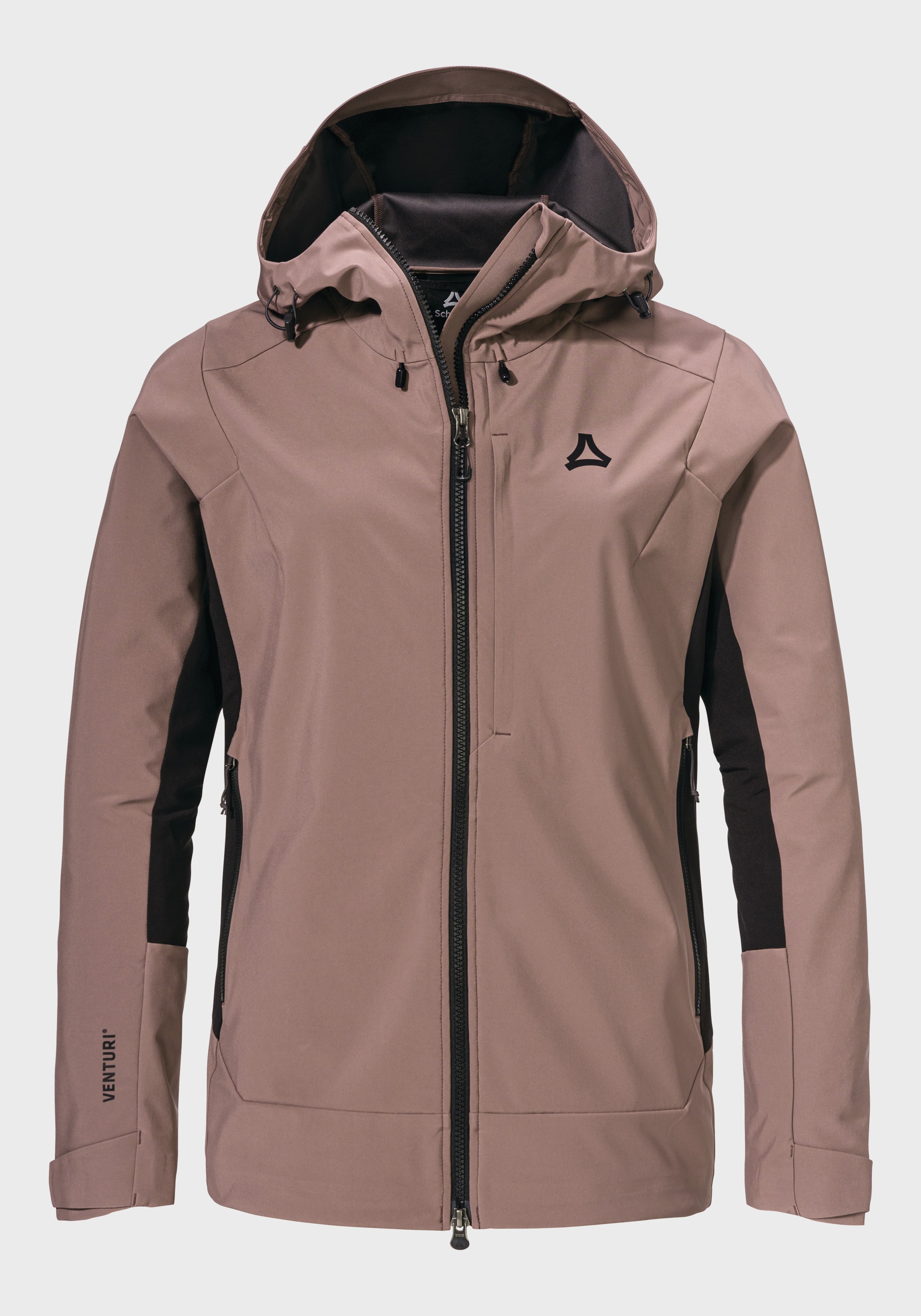 Outdoorjacke SCHÖFFEL "Mountain Softshell Jk Style Milagle WMS", Damen, Gr. 36, lila (3905, braun), Oberstoff: Aussenseite: 92% Polyester, 8% Elasthan, Innenseite: 100% Polyester; (Membran: Thermoplastisches Polyurethan); Oberstoff Einsatz: 92%...