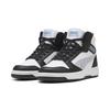 Sneaker PUMA "Rebound V6 Mid Space Belle Sneakers Mädchen", Kinder, Gr. 38, schwarz lila crush weiß lila, Obermaterial: Synthetik, Textil; Futter: Textil; Innensohle: Textil; Laufsohle: Gummi, Schuhe