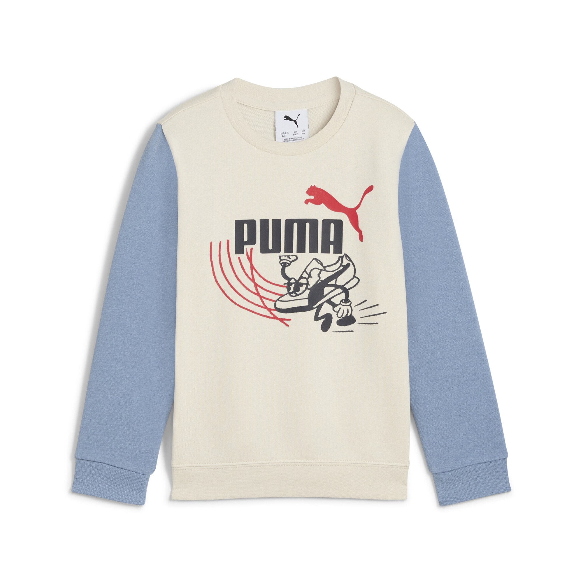Sweatshirt PUMA "Little Runners Sweatshirt Kinder", Kinder, Gr. 122, weiß (alpine snow weiß), Obermaterial: 68% Baumwolle, 32% Polyester; Rippe: 97% Baumwolle, 3% Elasthan, normal, Rundhals, Sweatshirts Image
