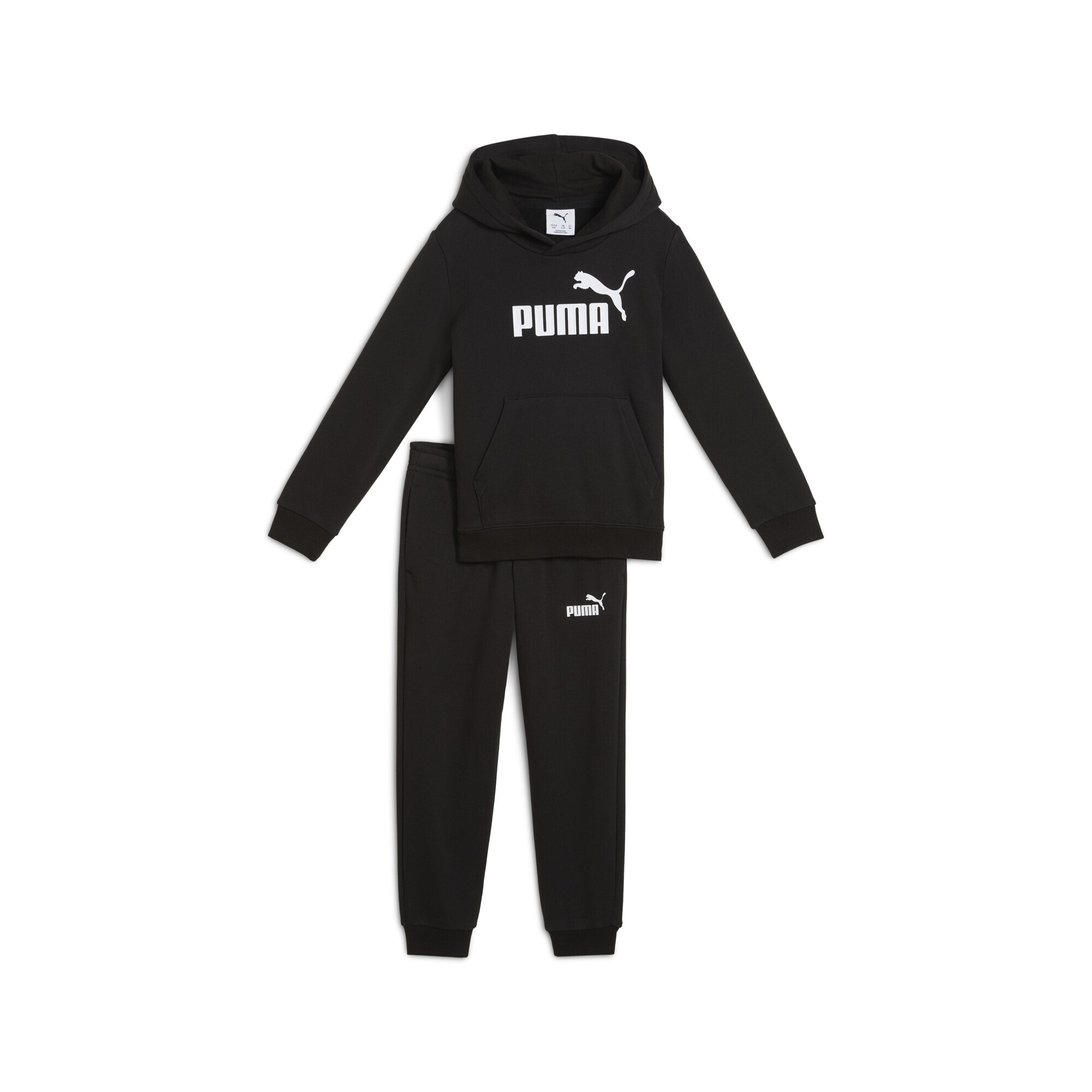 Jogginganzug PUMA "Essentials No.1 Logo Jogginganzug Kinder", Kinder, Gr. 104, schwarz, Obermaterial: 66% Baumwolle, 34% Polyester; Kapuzenfutter: 100% Baumwolle; Rippe: 97% Baumwolle, 3% Elasthan, Sportanzüge Image
