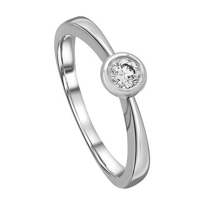 Diamantring ONE ELEMENT "0.15 ct Diamant Brillant Zarge Ring aus 585 Weißgold" Gr. 52, silber, Fingerringe, Damen, 52, 0,15 ct, Weißgold 585-Gold-Diamanten, Weißgold 585, Gold, Diamanten, zeitlos schön – für besondere Momente gemacht Image