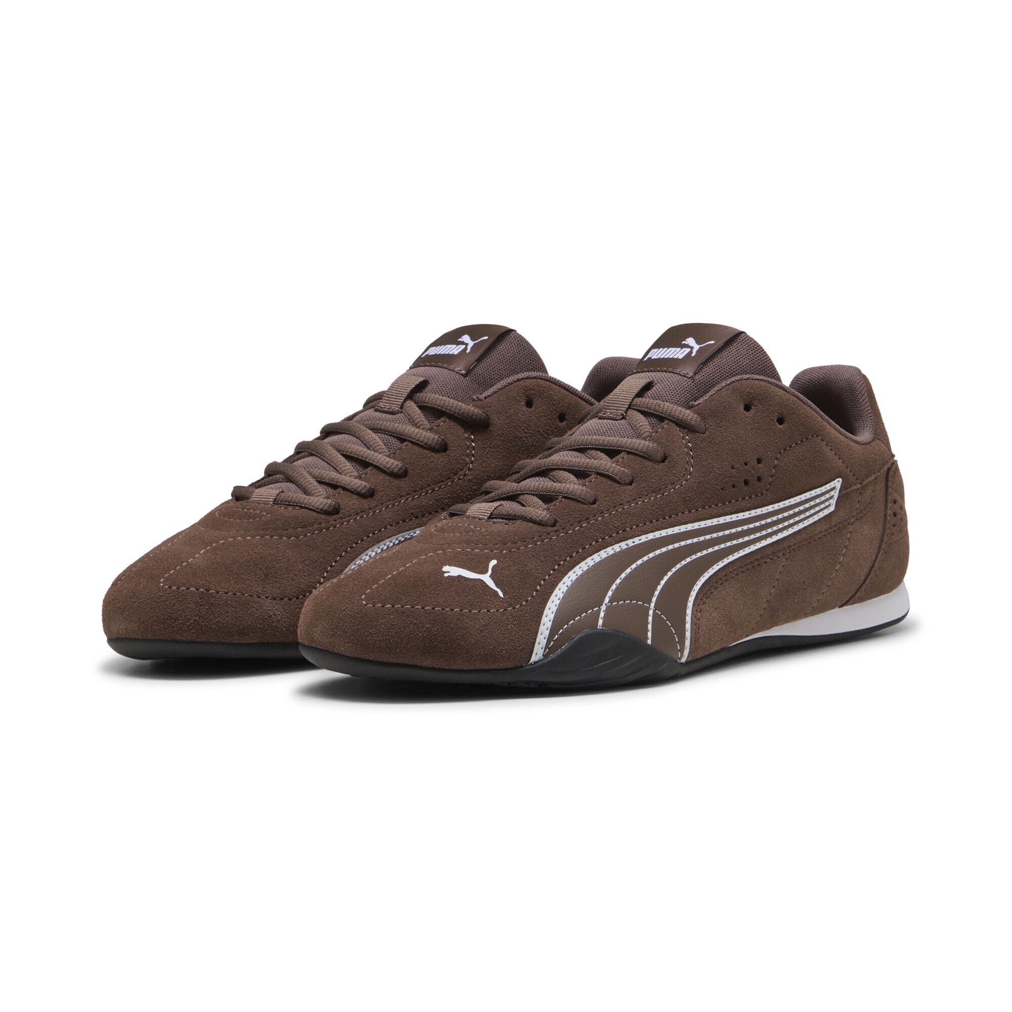 Sneaker PUMA "PUMA Catch Sneakers Erwachsene", Damen, Gr. 44,5, weiß (flat bronze weiß braun), Obermaterial: Textil, Kuhleder, Synthetik; Futter: Textil; Innensohle: Textil; Laufsohle: Gummi, Schuhe Sneaker