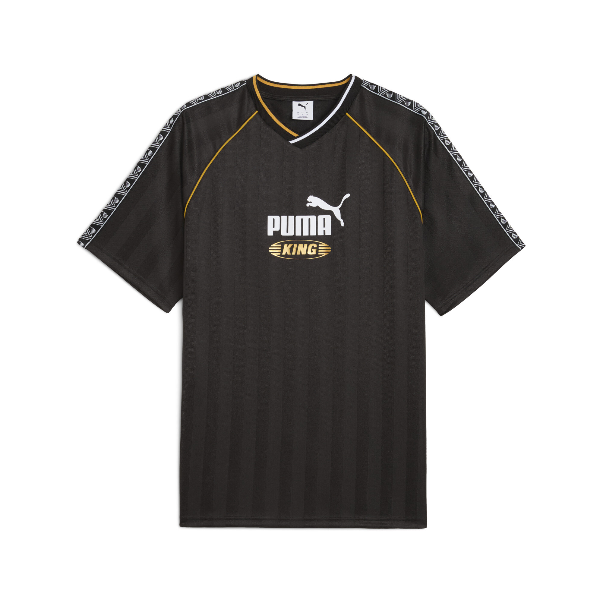Trainingsshirt PUMA "KING Relaxed Fußballtrikot Erwachsene", Herren, Gr. S, schwarz, Obermaterial: 100% Polyester; Rippe: 95% Polyester, 5% Elasthan, bedruckt, relaxed fit, V-Ausschnitt, Shirts