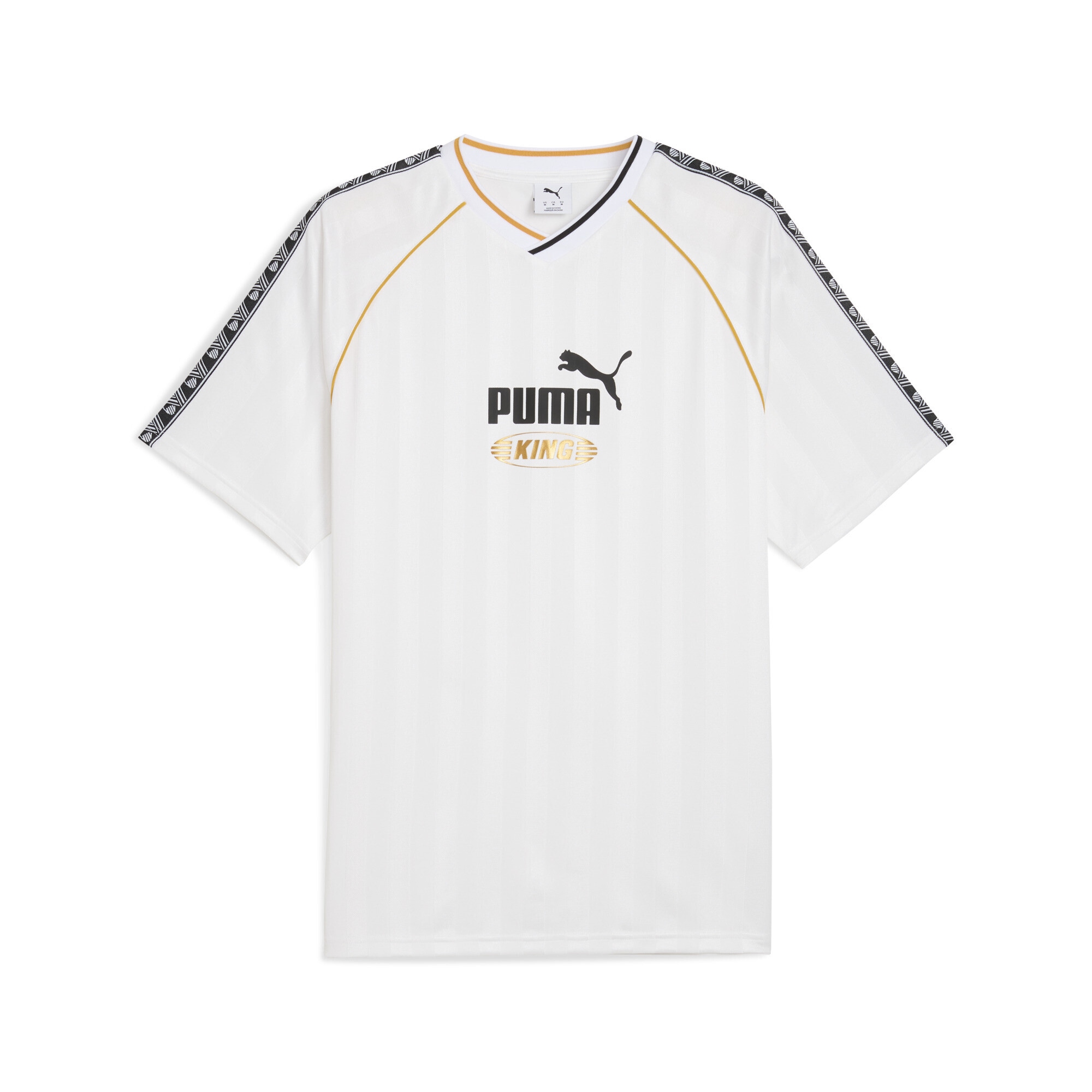 Trainingsshirt PUMA "KING Relaxed Fußballtrikot Erwachsene", Herren, Gr. L, weiß, Obermaterial: 100% Polyester; Rippe: 5% Elasthan, 95% Polyester, bedruckt, relaxed fit, V-Ausschnitt, Shirts