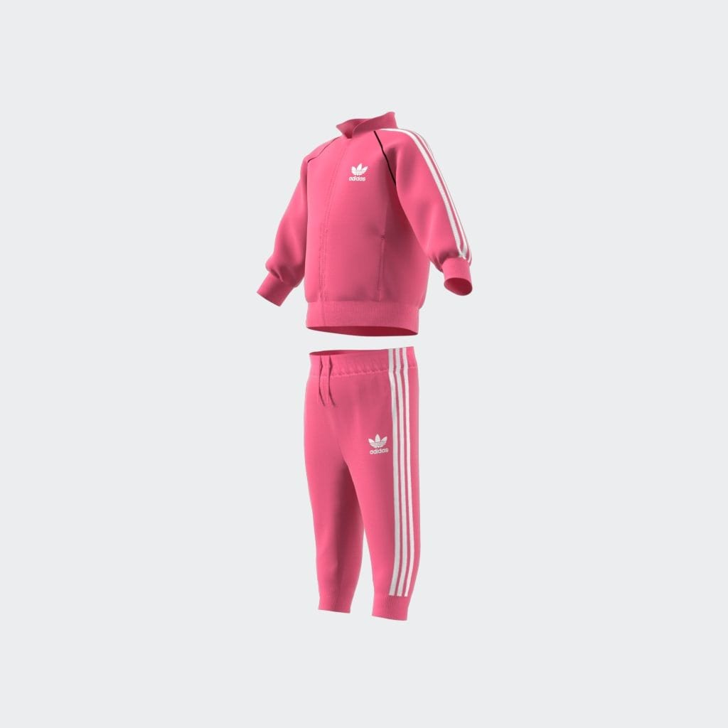 Trainingsanzug ADIDAS ORIGINALS "SST TRACKSUIT", Kinder, Gr. 74, weiß (pink fusion, pink fusion, weiß), Obermaterial: 100% Polyester, Sportanzüge Image