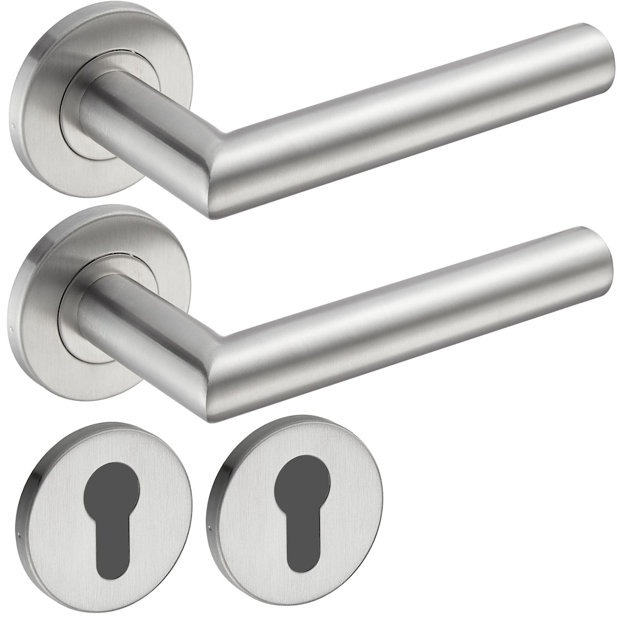 ID Dinkel Türgriff Edelstahl Türgarnitur Türdrücker Türbeschlag Türklinke Innentür Bad WC EMILY PZ Image