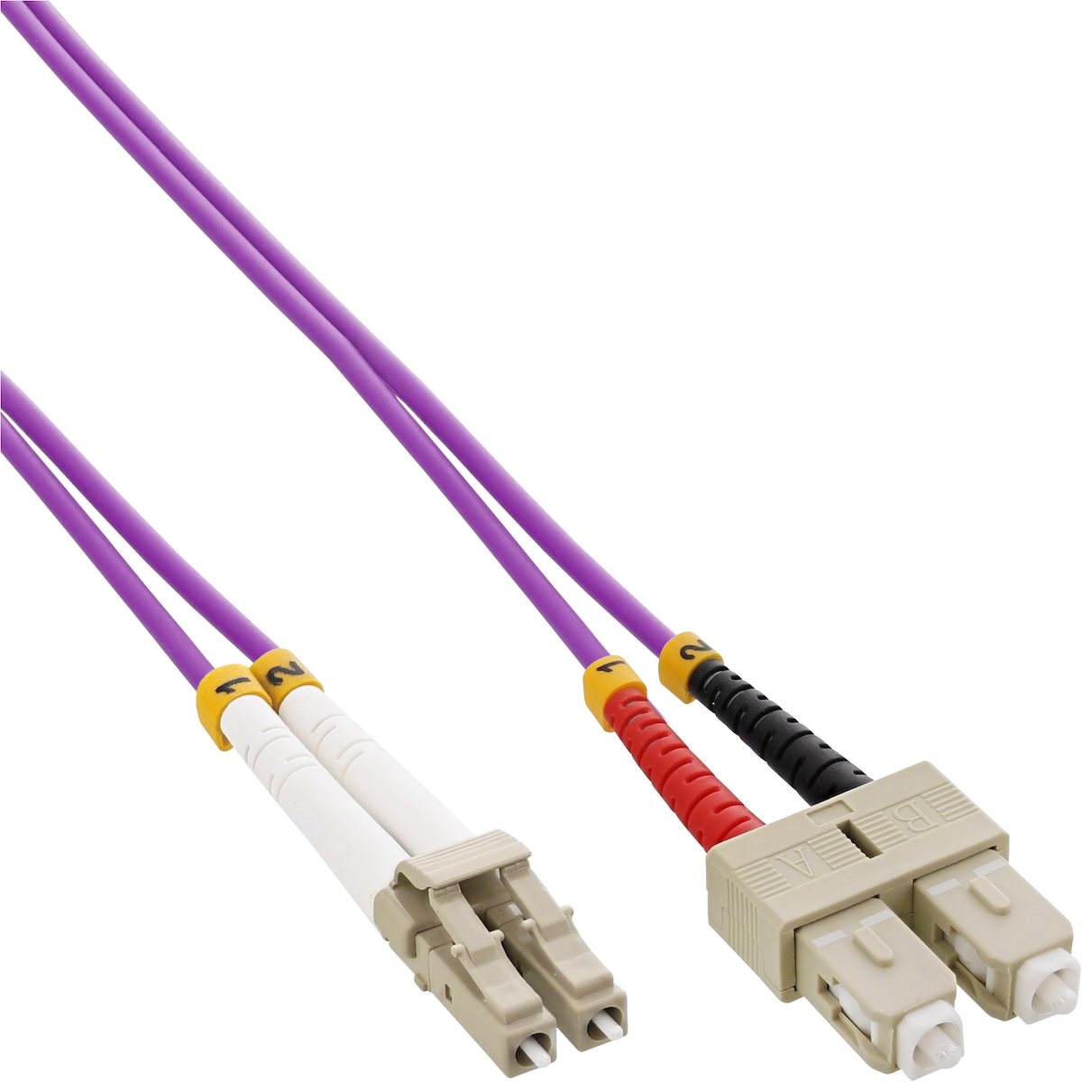 InLine® LWL Duplex Kabel, LC/SC, 50/125µm, OM4, 25m Image