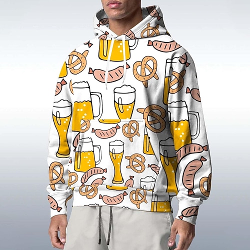 Kapuzensweatshirt Pullover Bayerisch München Deutsch alpin Bischofsärmel Grafik für Paar Herren Damen Erwachsene 3D-Druck für Karneval Oktoberfestbier Party Alltagstauglich Image