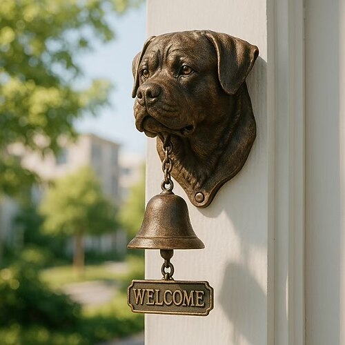 Willkommens-Türklingel mit West Highland White Terrier, lustige Bulldoggen-Türklingel, Vintage-Stil, Kunstharz, Eisen mit Willkommensschild für den Außenbereich, Garten, Hof, Eingangsdekoration, ideale Geschenke für Hundeliebhaber