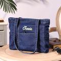 Borsa a tracolla in denim personalizzata con nome ricamato, borsa tote di grande capacità per donna, per pendolari quotidiani borsa scolastica, perfetta per studenti universitari, insegnanti,