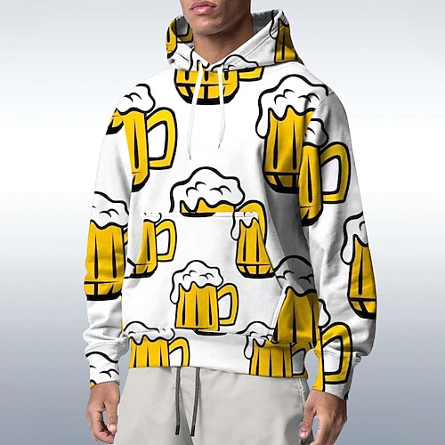 Bayerisch München Deutsch Bischofsärmel Kapuzensweatshirt Pullover Bier Grafik für Paar Herren Damen Erwachsene 3D-Druck für Karneval Oktoberfestbier Party Alltagstauglich Image