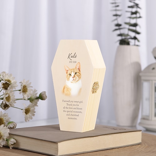 Personalisierte Haustier-Einäscherungsurne, individuelles Erinnerungsgeschenk mit individuellem Namen, Jahr und Gedenktext, ewiges Andenken für geliebte Hunde und Katzen Image