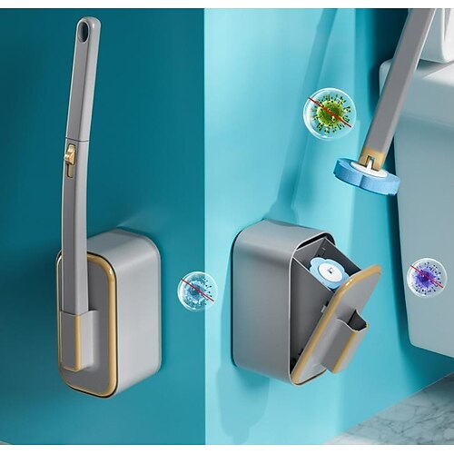 Innovatives Toilettenbürstenset zur Wandmontage mit 36-teiligem Ersatzkopf und langem Griff, Einweg-Badreiniger, hängender Toilettenschrubber, hygienische Reinigungsbürste für Toilette und Zuhause Image
