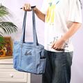 Borsa a tracolla in denim personalizzata con nome ricamato, borsa tote di grande capacità per donna, per pendolari quotidiani borsa scolastica, perfetta per studenti universitari, insegnanti,