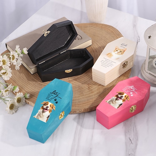 Personalisierte Haustier-Einäscherungsurne, individuelles Erinnerungsgeschenk mit individuellem Namen, Jahr und Gedenktext, ewiges Andenken für geliebte Hunde und Katzen Image