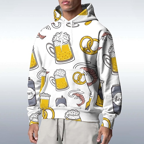 Kapuzensweatshirt Pullover Bayerisch München Deutsch alpin Bischofsärmel Grafik für Paar Herren Damen Erwachsene 3D-Druck für Karneval Oktoberfestbier Party Alltagstauglich Image