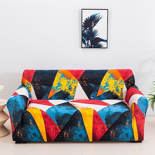 elastischer Sofabezug mit geometrischem Aufdruck, dehnbarer Wohnzimmer-Sofa-Kombinations-Sofabezug, horizontaler Sofabezug für 1/2/3/4 Sitze, geeignet für alle Jahreszeiten Image