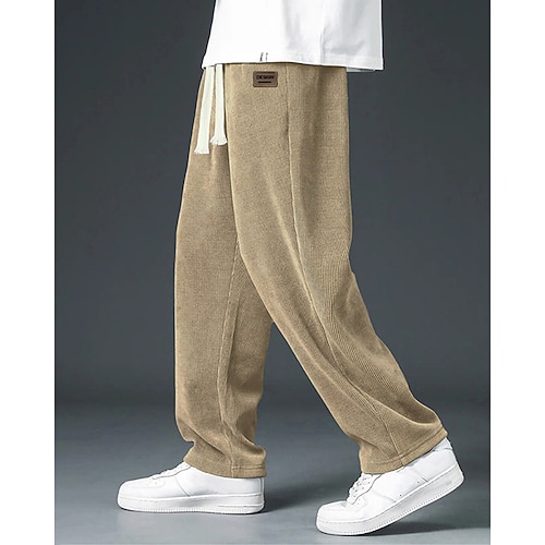 Herren Cordhose Hose Freizeithose Tasche Elastischer Bund Kordelzug Einfach Komfort Sport im Freien Täglich Mode Lässig Schwarz Marineblau Mikroelastisch Image