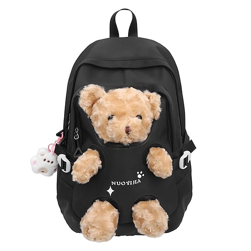 Zaino Orso di Peluche per Bambine di Giardinaggio e Scuola Elementare Carino Zaino Leggero con Design in Peluche per Viaggi Quotidiani a Scuola