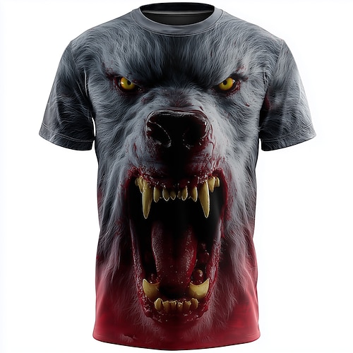 Herren Optische Täuschung Gruseliger Clown 3D Clown T Shirt Kurzarm T-Shirt 3D-Druck Rundhalsausschnitt Hemd Übertrieben Designer Horror Party Straße Ferien Weiß Rote Grau Sommer Frühling Ganzjahres Image