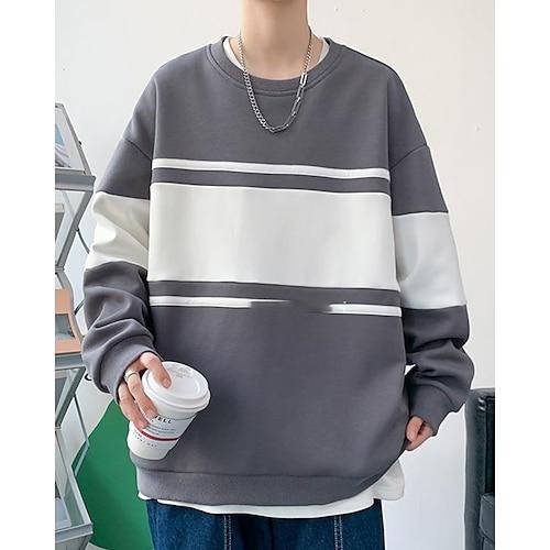 Herren Pullover Langarm Oberteil Athleisure Atmungsaktiv Leger Sportbekleidung Sportkleidung Patchwork Schwarz Beige Grau