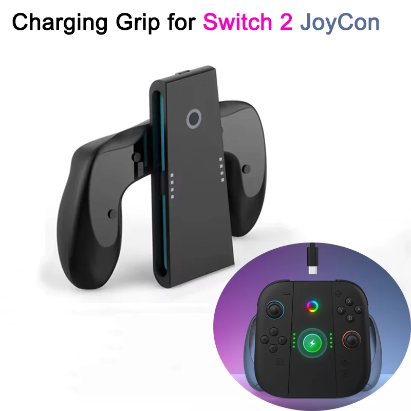 Tragbare schwarz/graue Laderegler, Griff für Switch 2, Joycon-Ladegriff mit LED-Anzeige für Switch 2-Zubehör Image