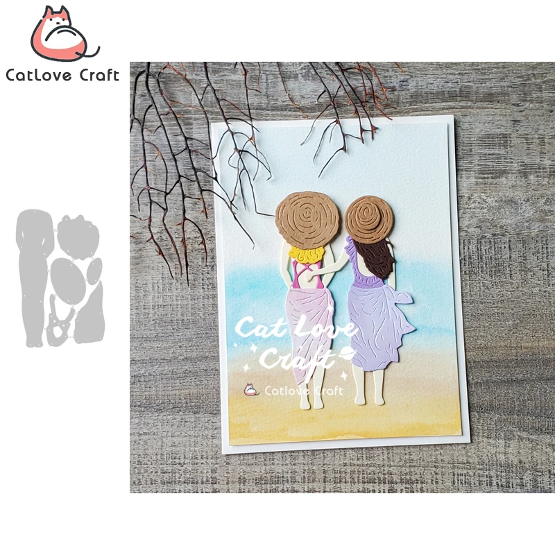 Matrices de découpe en métal Catlove, motif femme de plage vue dos, pour scrapbooking, découpe à la lame, création de cartes, bricolage, gaufrage, nouvelles matrices.