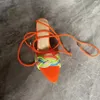 Bunte Kreuz Krawatte gewebte Frauen Sandalen neue europäische und amerikanische ethnische Stil orange High Heel Frau Schuhe Größe 36-42