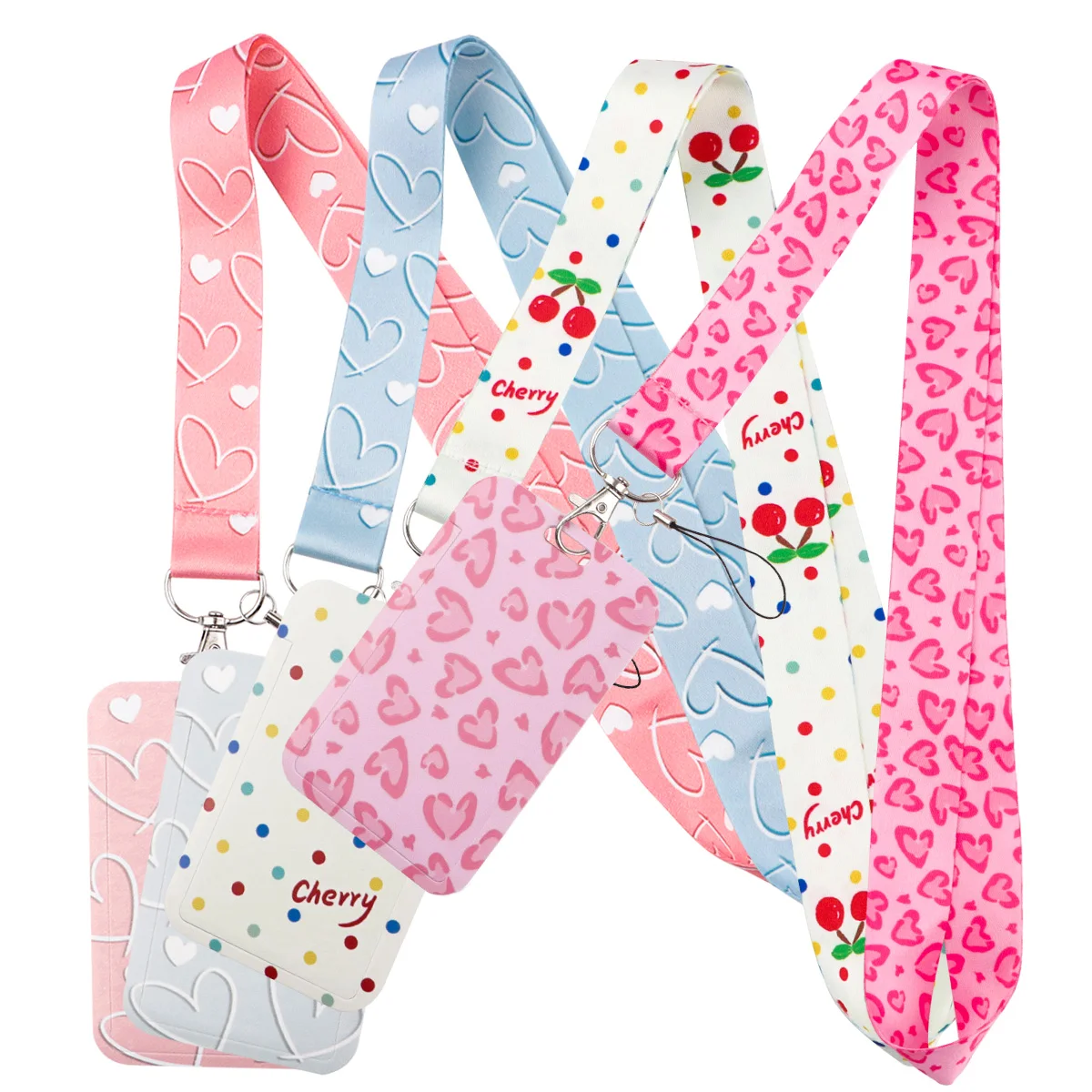 Schlichte Schlüsselbänder für Schlüssel, Liebesmuster, Umhängeband, Ausweis, Telefongurte, Kirsch-Ausweishalter, Hängeseil, Schlüsselanhänger-Zubehör Image