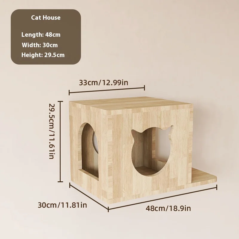 An der Wand montiertes Katzenbett, an der Wand montiertes Katzenhaus, Katzenständer aus Massivholz zum Klettern an der Wand, Katzenkratzbaum, Katzencafé-DIY-Kit Image