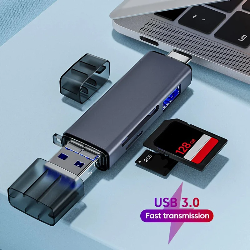 6-in-1 OTG Typ C Kartenleser Multi Port USB 3.0 Micro SD Mini Adapter TF USB-Flash-Laufwerk Konverter für Handy-Zubehör Image