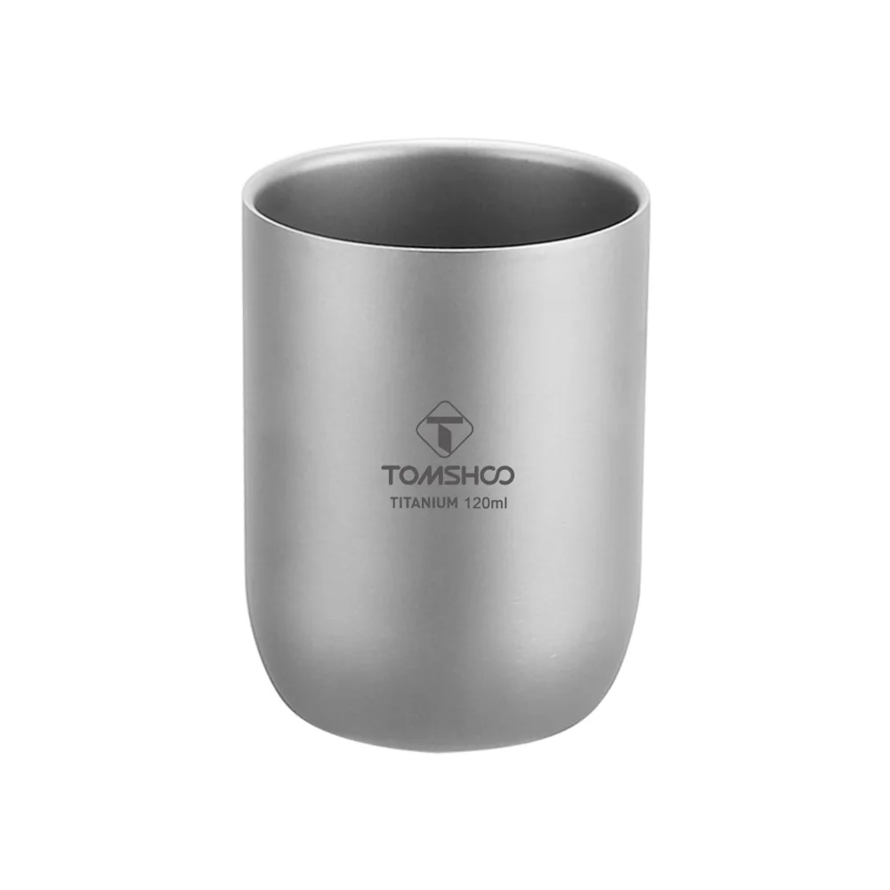 TOMSHOO Multifunktionale Titan Camping Tassen Doppelwandige Hitzebeständige Mini Tee Trinken Tasse Outdoor Wandern Picknick Kaffeetasse Image