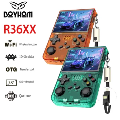 New R36s Upgrade R36xx Retro Handheld Game Console with WiFi Online Battle, Portable 3.5 Inch IPS Screen, Best Gift ，128G/64G
