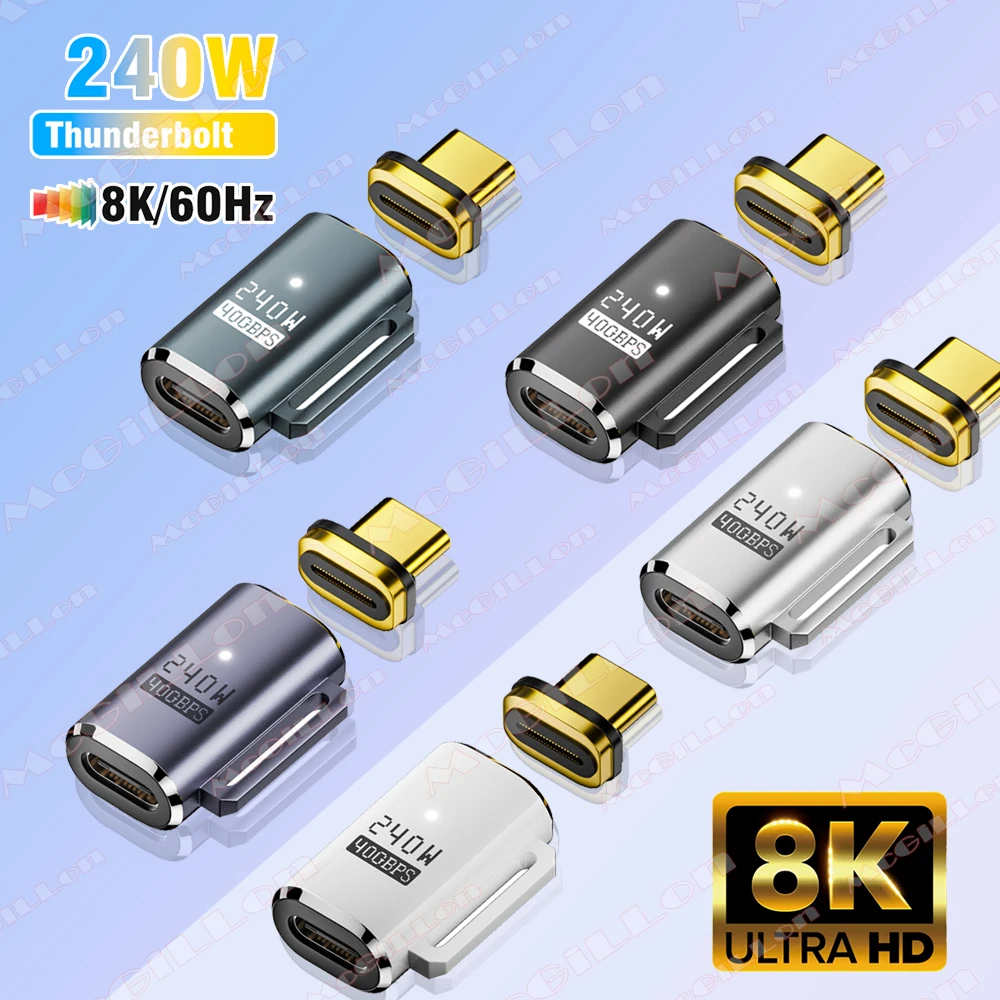 USB4.0 Thunderbolt3/4 Magnetischer USB-C-zu-Typ-C-Adapter PD240W 40 Gbit/s Schnelllade-Magnet-Ladekonverterkabel 8K@60Hz-Adapter Image