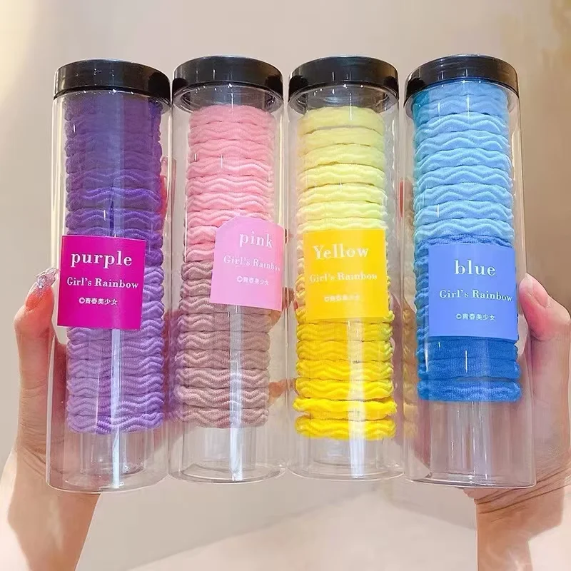 20 Teile/schachtel Candy Farbe Wellenförmige Gestreifte Haar Krawatten für frauen Einfachheit Hohe Elastische Haar Seil Mode Mädchen Haar Zubehör Scrunchi Image