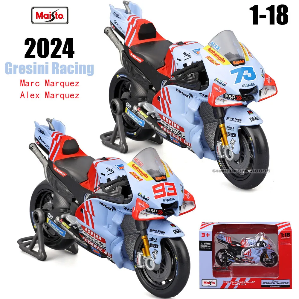 Lebensmittel 1:18 2024 Gresini Racing MotoGP # 93 Marc Marquez # 73 Alex Marquez Motorrad-Modellsammlung aus Gusslegierung, Geschenkspielzeug Image