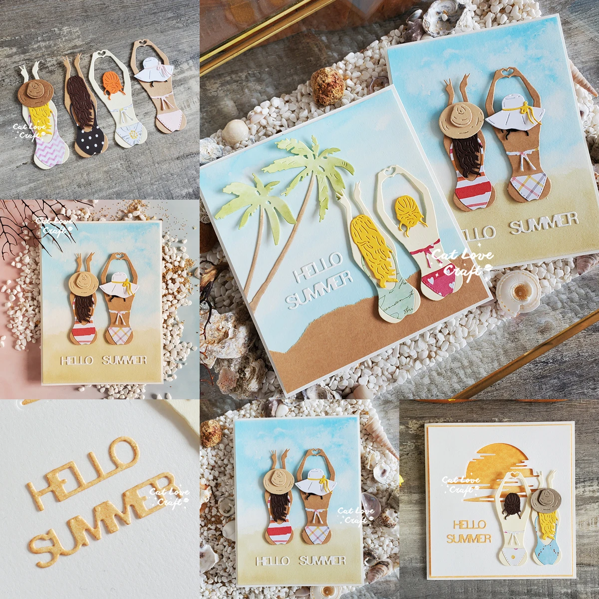 Catlove été dos silhouette matrices de découpe en métal Scrapbooking moule pochoir découpes fabrication de cartes bricolage artisanat gaufrage nouveaux matrices